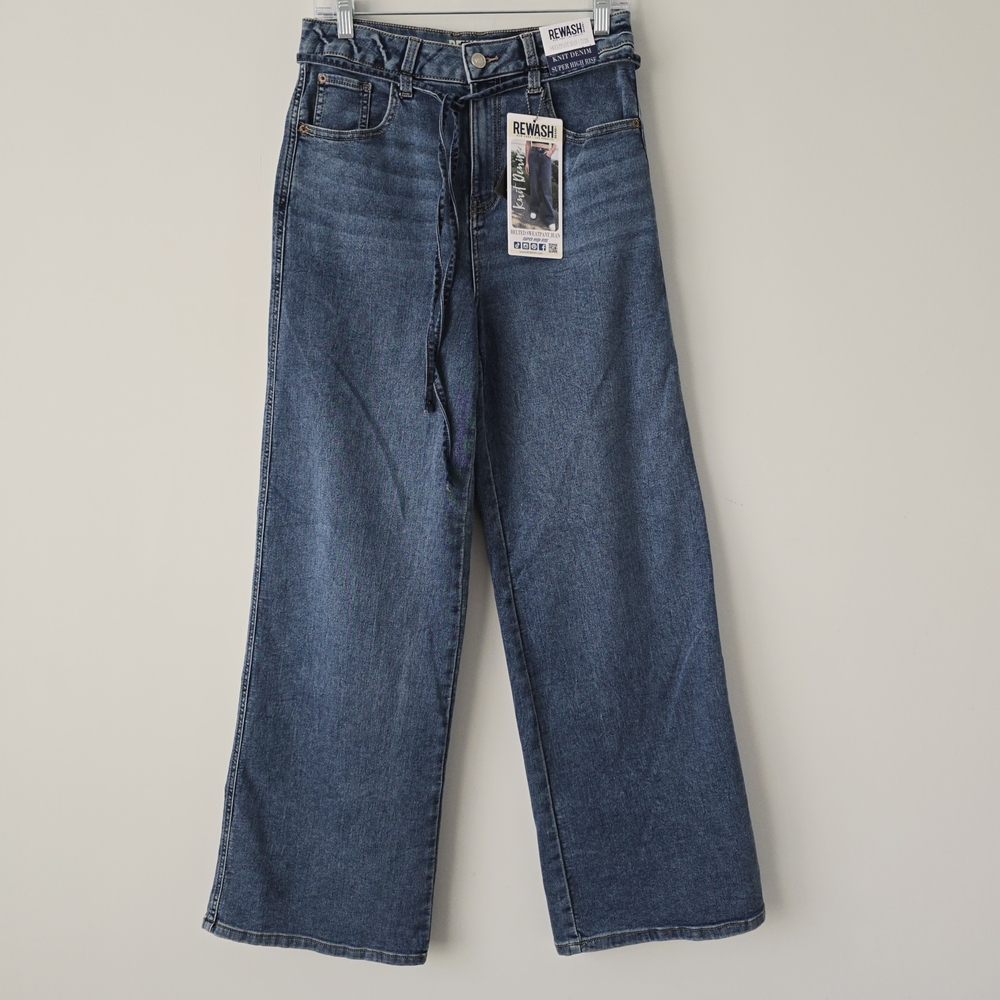 Rewash Wide Leg Sweatpant Jeans 28 Mid Wash NWT